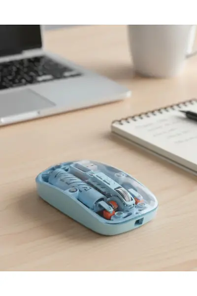 Mavi Kablosuz Mouse Bluetooth ve USB Çift Mod Bağlantılı