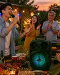 RGB Işıklı Bluetooth Karaoke Hoparlör krofonlu USB TF Kart Destekli Taşınabilir Speaker-1