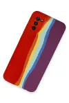 Samsung Galaxy A03S Kılıf Ebruli Lansman Silikon - Kırmızı-Mor-2