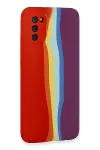 Samsung Galaxy A03S Kılıf Ebruli Lansman Silikon - Kırmızı-Mor-3