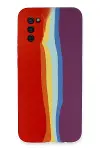 Samsung Galaxy A03S Kılıf Ebruli Lansman Silikon - Kırmızı-Mor-1