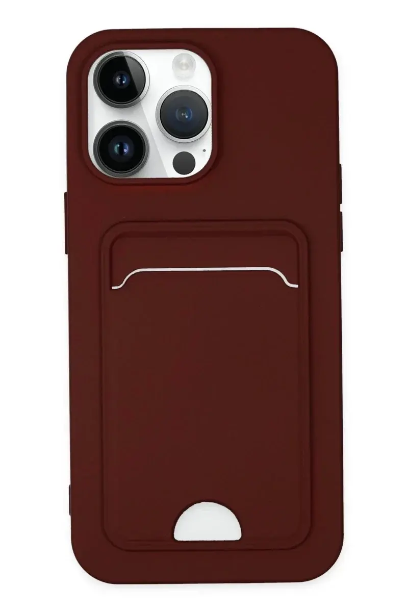 Apple iPhone 14 Pro Kılıf Kelvin Kartvizitli Silikon - Bordo