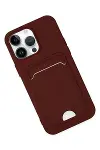 Apple iPhone 14 Pro Kılıf Kelvin Kartvizitli Silikon - Bordo-2