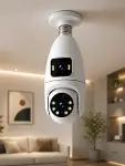 Gece Görüşlü Çift Lens Wi-Fi Ampul Kamera Mobil Takip Destekli-2