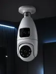 Gece Görüşlü Çift Lens Wi-Fi Ampul Kamera Mobil Takip Destekli-3