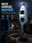 Gece Görüşlü Çift Lens Wi-Fi Ampul Kamera Mobil Takip Destekli-1