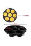 7 Gözlü Silikon Çok Amaçlı Airfryer Muffin Cupcake Kek ve Çörek Pişirme Kalıbı-5