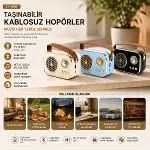M4 PORTABLE WİRELESS HOPARLÖR - SPEAKER IŞIKLI USB ŞARJLI RENKLİ KASA - BRONZ ÇERÇEVEUSB - DC 5V - TF (4745)-2