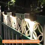 Solar Güneş Enerjili Şarj Edilen Köşebent Merdiven Veranda Bahçe Yolu Led Lamba Işık 4 Adet (4745)-4
