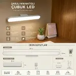 Şarjlı Manyetik LED Çubuk Lamba, Dokunmatik, 3 Modlu, Kablosuz Mutfak Dolap Altı ve Dekoratif Aydınlatma (4745)-5