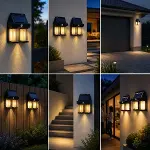 2&amp;#39;li Solar Güneş Enerjili LED Duvar Apliği, Hareket Sensörlü, Şarjlı, Kablosuz Dış Mekân Bahçe ve Kapı Lambası (4745)-2