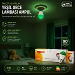 10 ADET 1W E27 YEŞiL YUVARLAK GECE LAMBASI LED AMPUL EAMP-075 (4745)-1