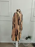 Kadın Uzun Kollu Yarı Balıkçı Yakalı Desenli Modal Kısa Elbise-6