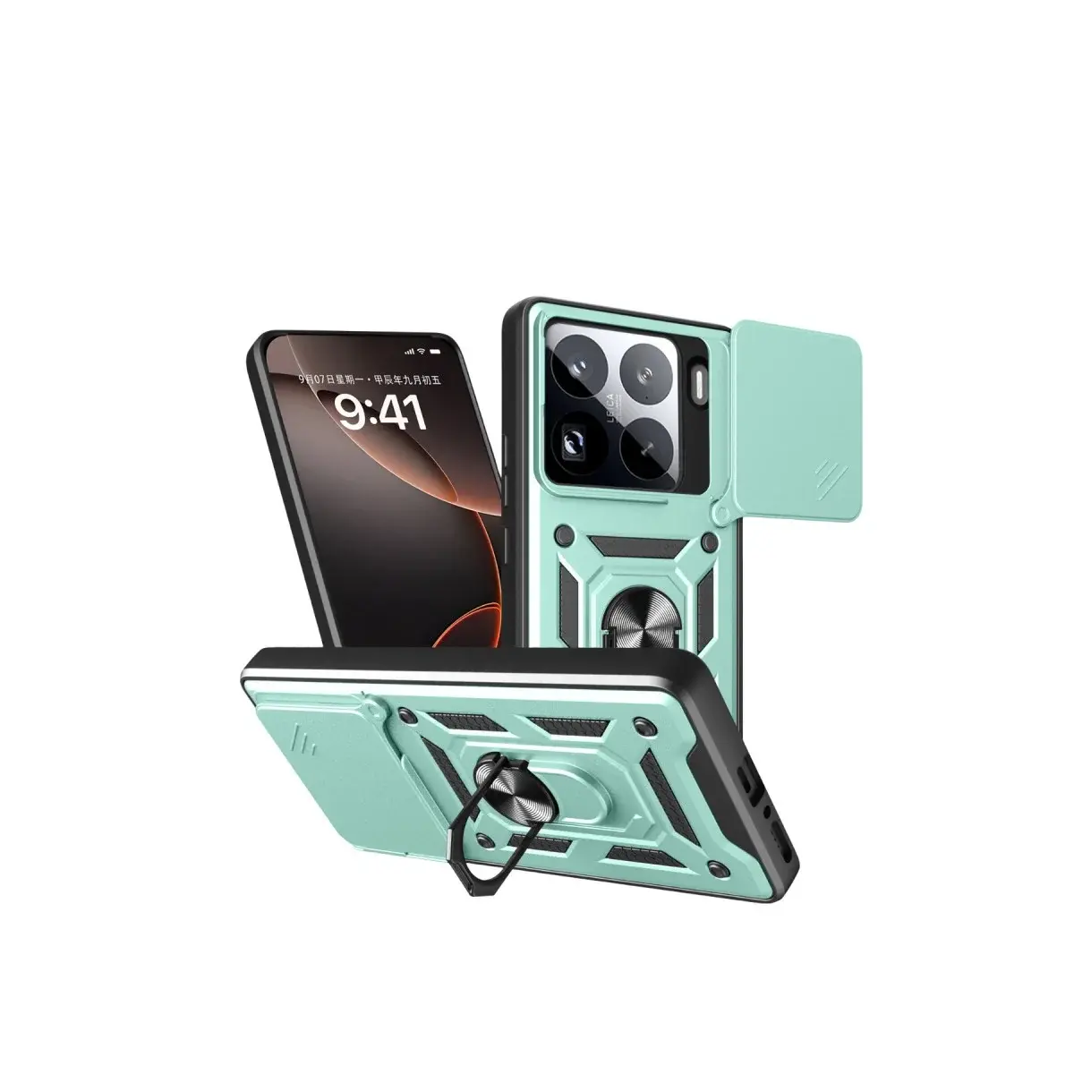 Xiao 15 Pro Kılıf Pars Lens Yüzüklü Silikon - Yeşil