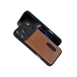 Apple İphone 17 Pro Sara Kartvizitli Deri Kılıf - Taba-2