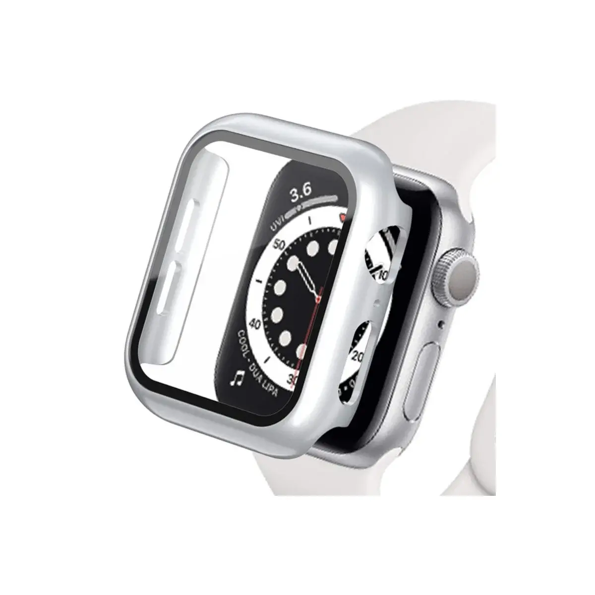 Apple Watch Ultra 49mm Camlı Kasa Ekran Koruyucu - Gümüş