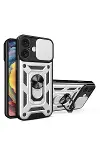 Apple iPhone 16 Kılıf Pars Lens Yüzüklü Silikon - Gümüş-1