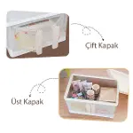 SN-25883 72L Katlanabilir Plastik Saklama Kutusu Renkli Kapaklı Tekerlekli 40x64x37cm-2
