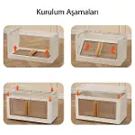 SN-25883 72L Katlanabilir Plastik Saklama Kutusu Renkli Kapaklı Tekerlekli 40x64x37cm-4