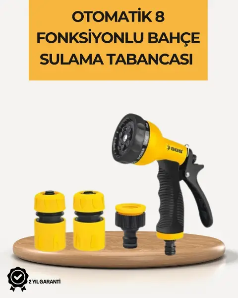 8 Modlu Bahçe Sulama Tabancası Seti Bitki Çiçek Araç Tezleme
