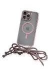 Apple iPhone 13 Pro Kılıf Divo Lazer Askılı Magsafe Kapak - Pembe-3