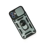 Apple İphone 12 Mini Kılıf Pars Lens Yüzüklü Silikon - Yeşil-3