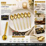 60 Parça Gold Yemek Kaşık Seti 21CM - 1 Paket İçinde 6 Adet Vardır - 10 Paket Gönderilir-2