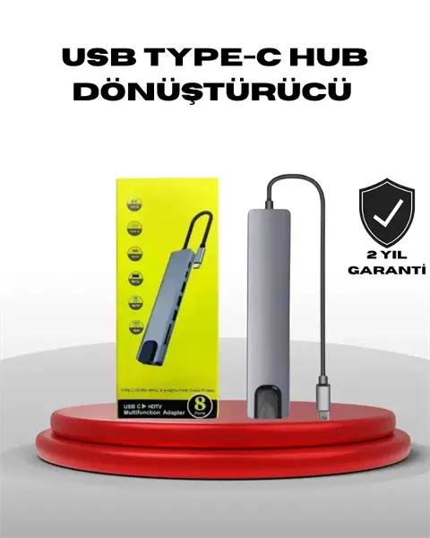 4K HD Çıkışlı, Gigabit Ethernet'li USB‑C Çoklu Port Hub