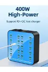 40 Portlu 400w Hızlı Şarj İstasyonu 20x Usb + 20x Type-c Pd Çıkışlı Şarj Cihazı-4