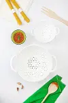 Akrilik Beyaz 2 Li Süzgeç Seti ( Makarna & Pirinç Süzgeci )-4