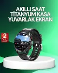 Akıllı Saat Titanyum Kasa Yuvarlak Ekran Alarm Uyku ve Sağlık Takibi Titreşimli-1
