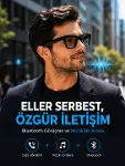 Siyah Kameralı Akıllı Gözlük Bluetooth Telefon Görüşmeli Video Fotoğraf ve Ses Kayıtlı Dokunmatik Ko-1