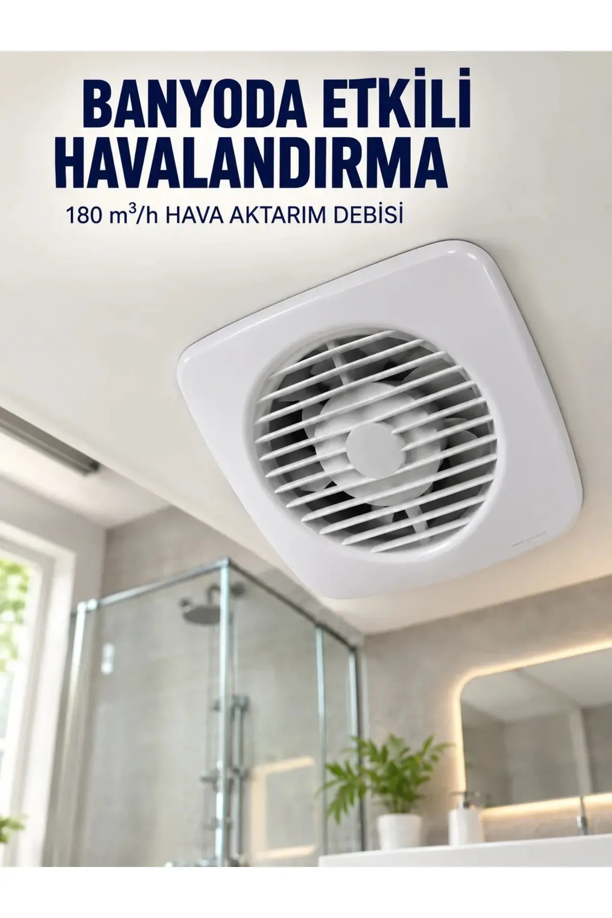 Dekoratif Havalandırma Aspiratörü 120 mm 180 m³/h Duvar ve Tavan Montajlı