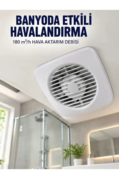 Dekoratif Havalandırma Aspiratörü 120 mm 180 m³/h Duvar ve Tavan Montajlı