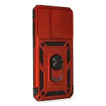 Xiao Red Note 8 Pro Kılıf Pars Lens Yüzüklü Silikon - Kırmızı-2