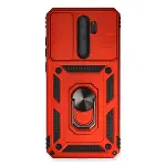 Xiao Red Note 8 Pro Kılıf Pars Lens Yüzüklü Silikon - Kırmızı-1