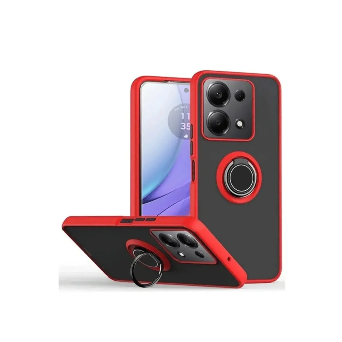 Xiao Red Note 13 Pro 5g Kılıf Montreal Yüzüklü Silikon Kapak - Kırmızı