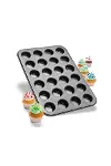 24 Gözlü Metal Muffin Kek Kalıbı Siyah-4