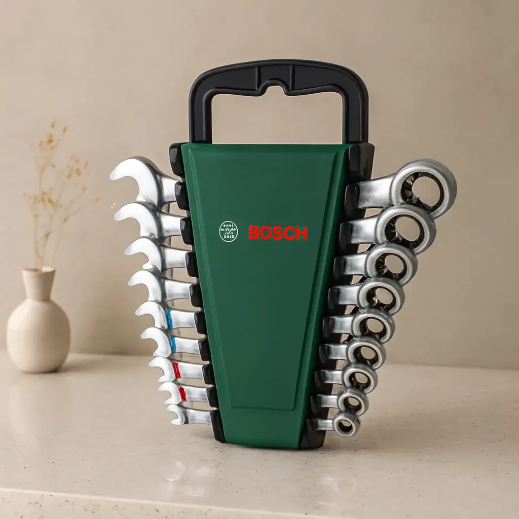 8 Parça 8-19 mm Kombine Anahtar Takımı (Plastik Standlı, Taşıma Aparatlı)