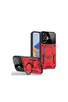 Realme C55 Kılıf Joy Lens Standlı Kapak - Kırmızı-1