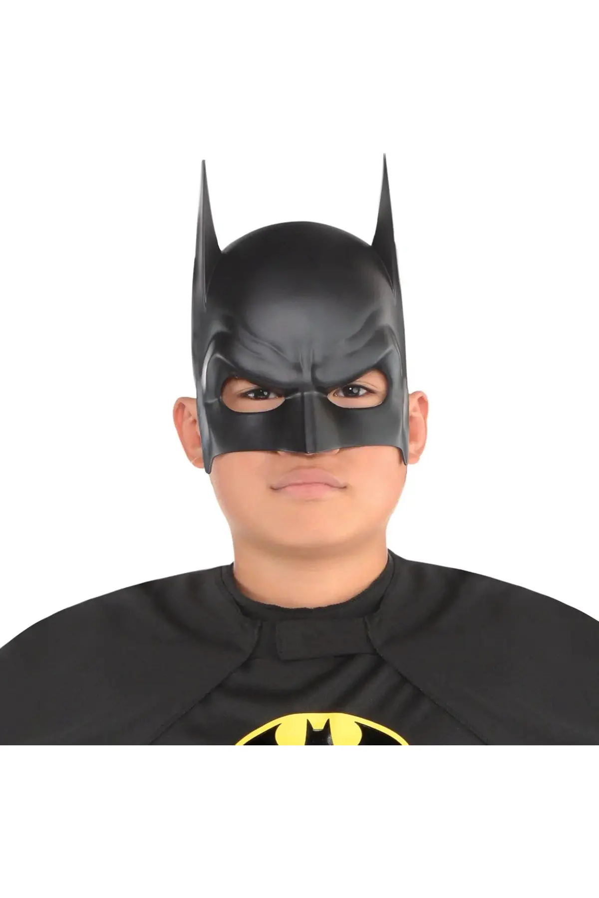 Siyah Renk Çocuk Boy Arkadan Lastikli Batman Maskesi A Kalite 20x14 Cm