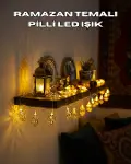 Pilli Altın Fenerli Ramazan Işıkları Dekoratif LED Zincir-1