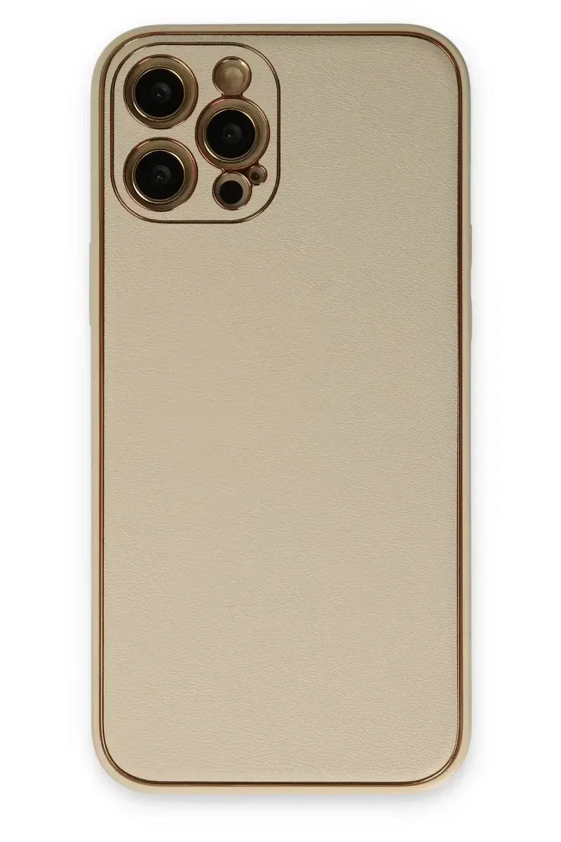 Apple iPhone 12 Pro Kılıf Coco Deri Silikon Kapak - Gold