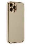 Apple iPhone 12 Pro Kılıf Coco Deri Silikon Kapak - Gold-2
