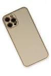 Apple iPhone 12 Pro Kılıf Coco Deri Silikon Kapak - Gold-3
