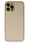 Apple iPhone 12 Pro Kılıf Coco Deri Silikon Kapak - Gold-1