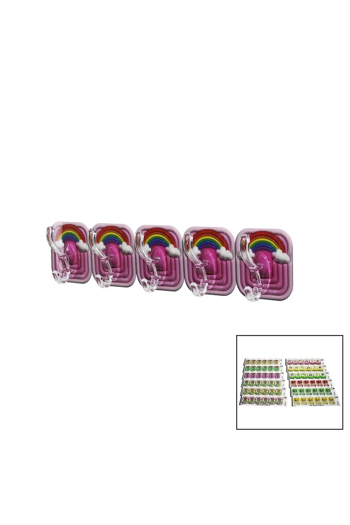 5PCS Tekli - Çoklu Kullanım Mika Kristal Kollu Resimli Yapışkanlı Askı
