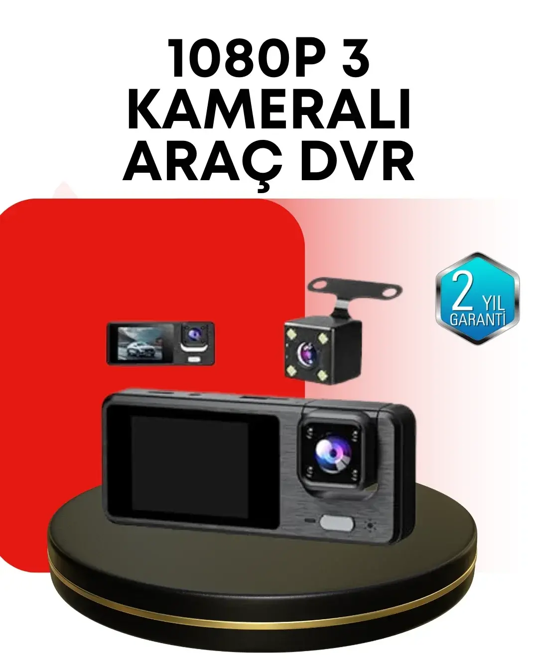 Araç Kamerası 3’lü Sistem | Full HD, Sesli Kayıt ve Park Gözeti