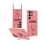 Samsung Galaxy S25 Ultra Kılıf Zuma Kartvizitli Yüzüklü Silikon - Pembe-1