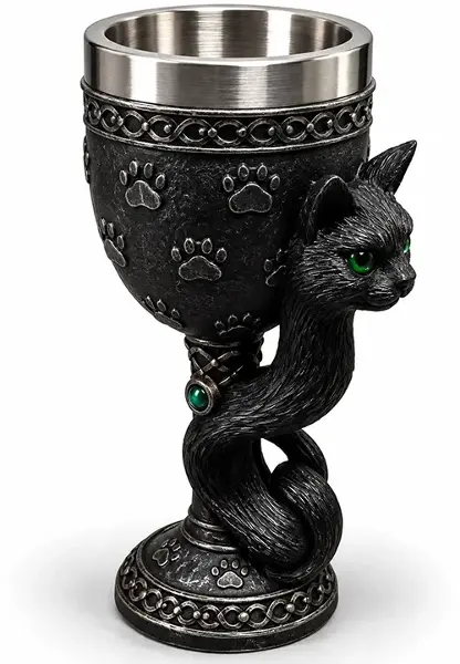 Kedi Figürlü 3D Paslanmaz Çelik Kadeh Bardak Alk6543